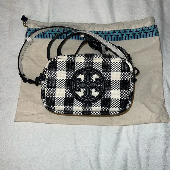 Tory Burch Black and Cream Checkered Crossbody Bag - Picture 4 of 7